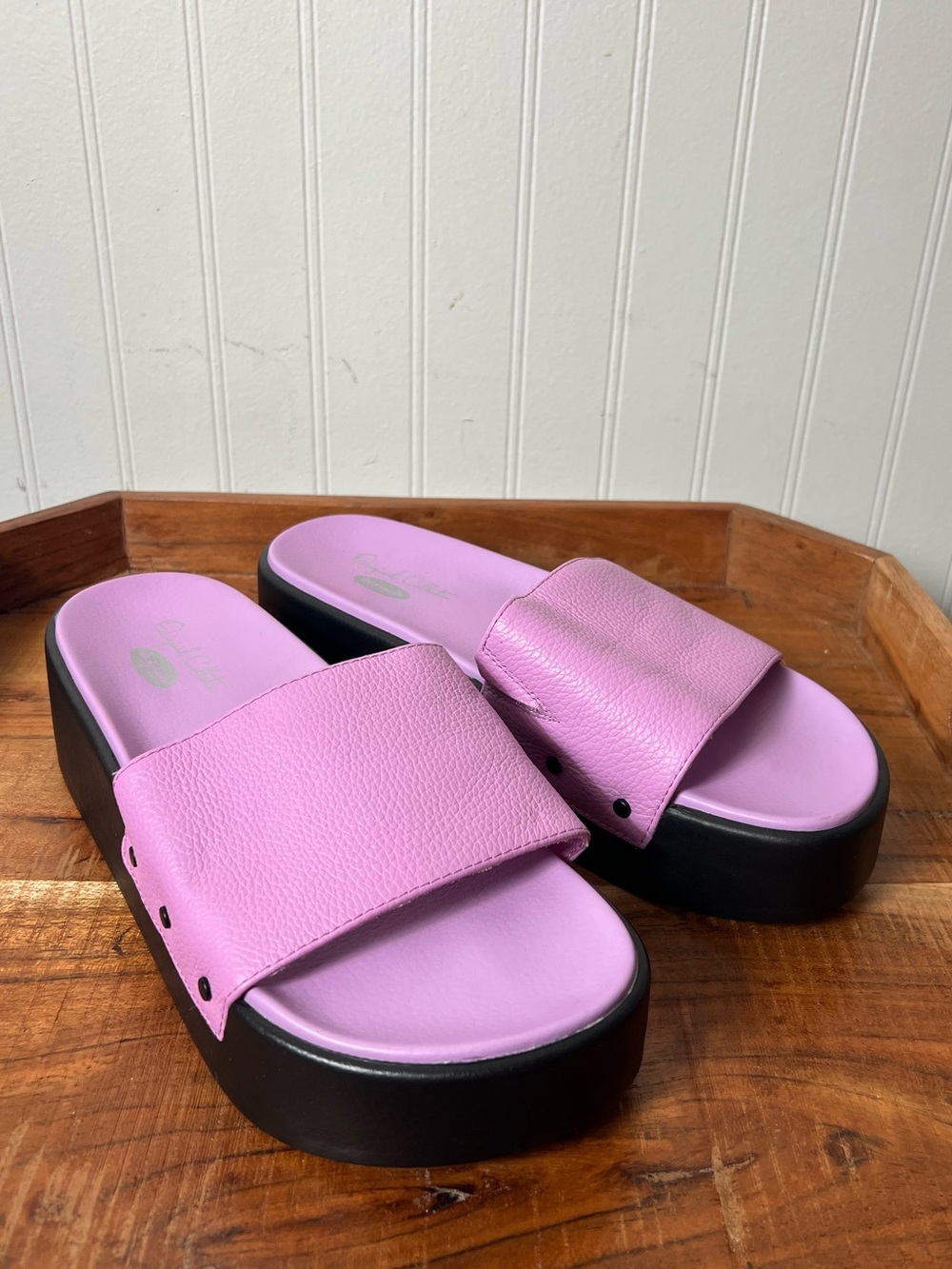 Dr. Scholl's Women's Pisces Platform Slide Sandal size 8 Purple & Black